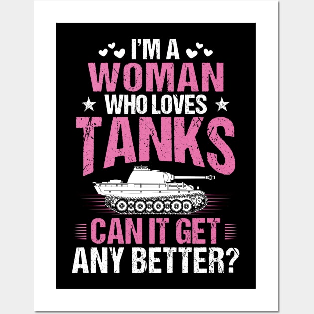 Panzer Tank Tanks Tanker Woman Girl Gift Present Wall Art by Krautshirts